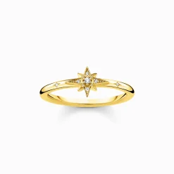 Women THOMAS SABO Rings|18-Carat Gold-Plating - 925 Silver-Ring star stones gold
