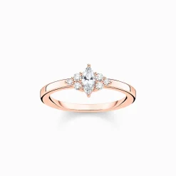 Women THOMAS SABO Rings|18-Carat Rose Gold Plating - 925 Silver-Ring vintage white stones rose gold