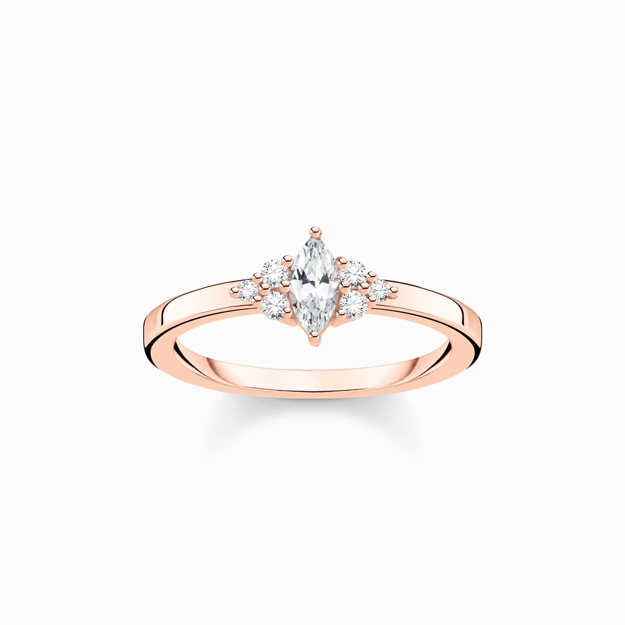 Women THOMAS SABO Rings|18-Carat Rose Gold Plating - 925 Silver-Ring vintage white stones rose gold
