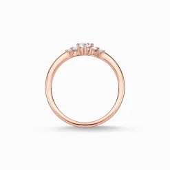 Women THOMAS SABO Rings|18-Carat Rose Gold Plating - 925 Silver-Ring vintage white stones rose gold