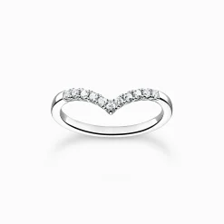 Women THOMAS SABO Rings-Ring V-shape with white stones silver