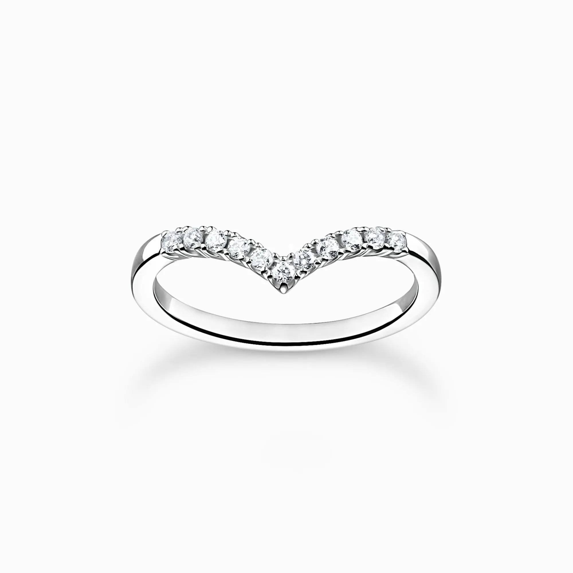 Women THOMAS SABO Rings-Ring V-shape with white stones silver