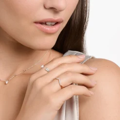 Women THOMAS SABO Rings|18-Carat Rose Gold Plating - 925 Silver-Ring V-shape with white stones rose gold