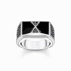 Women THOMAS SABO Rings|Rings-Ring with black onyx and black stones silver