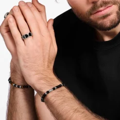 Women THOMAS SABO Rings|Rings-Ring with black onyx and black stones silver