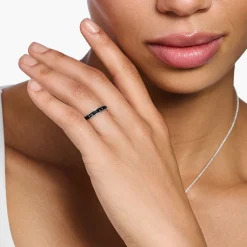 Women THOMAS SABO Rings-Ring with black stones pavé silver
