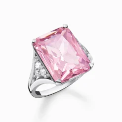 Women THOMAS SABO Rings-Ring with pink and white stones silver