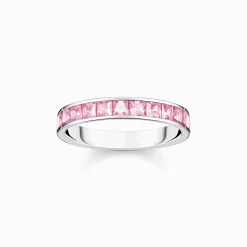 Women THOMAS SABO Rings|925 Silver-Ring with pink stones pavé silver