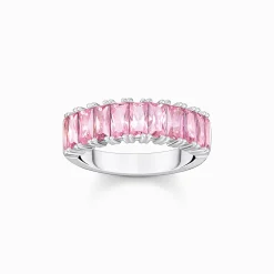 Women THOMAS SABO Rings-Ring with pink stones pavé silver