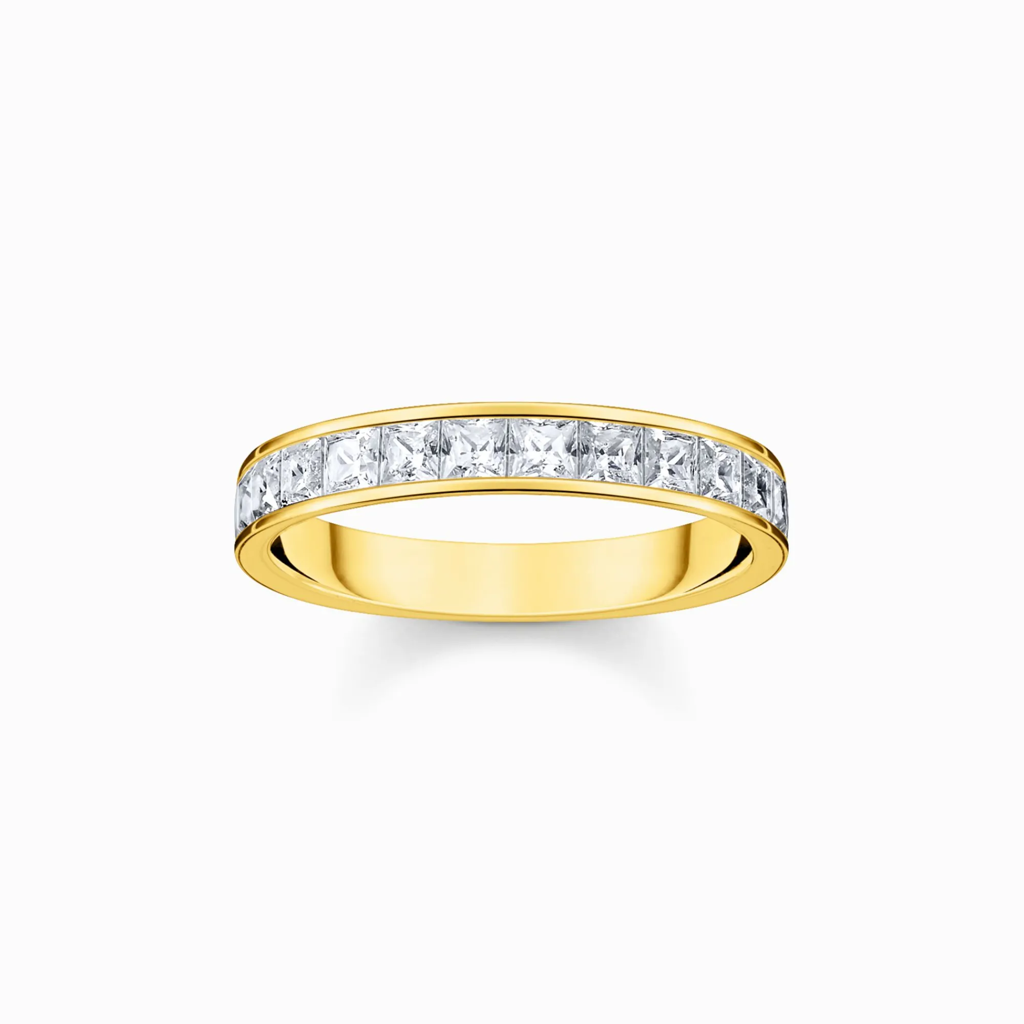 Women THOMAS SABO Rings|18-Carat Gold-Plating - 925 Silver-Ring with white stones pavé gold plated