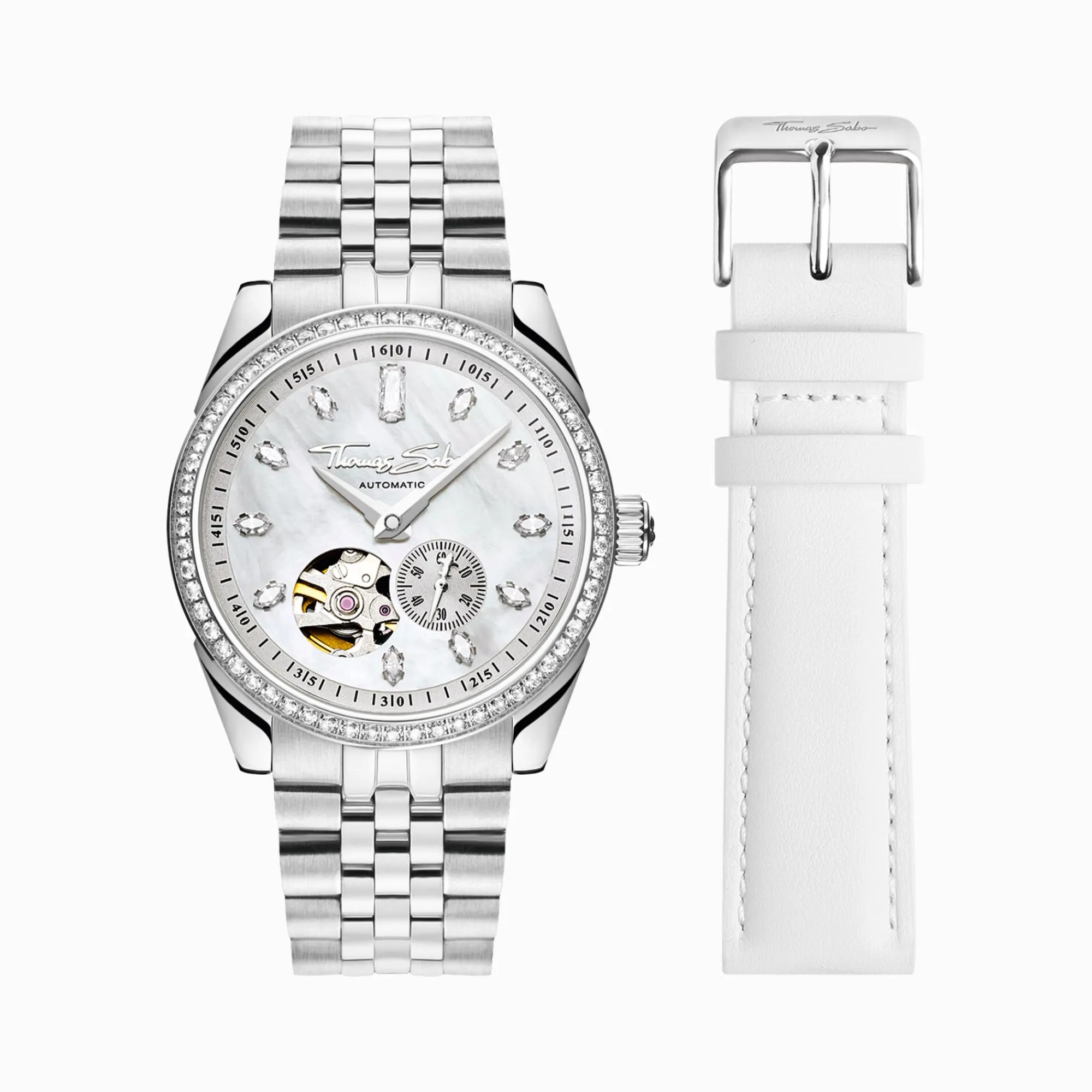 Women THOMAS SABO Watches|Ladies' Watches-Silver automatic watch with 36 mm and mother of pearl inlay