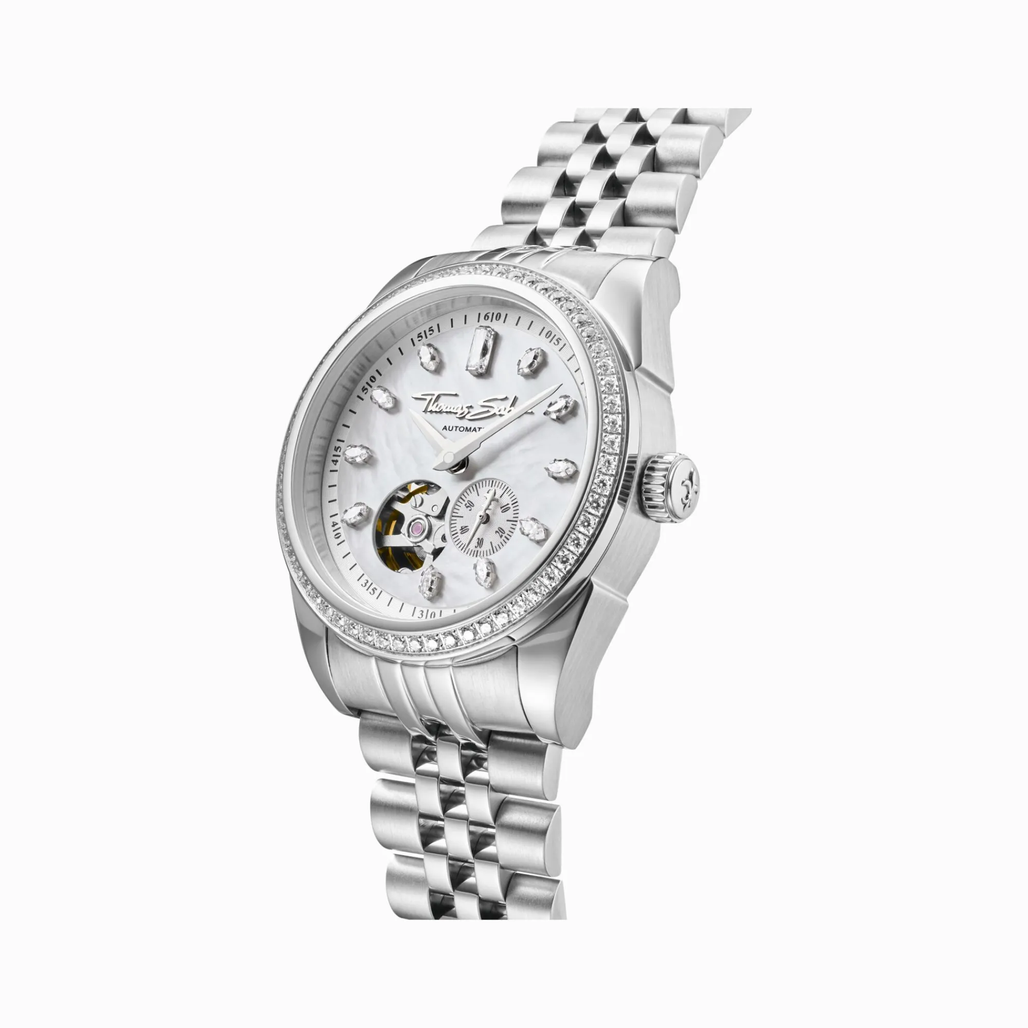 Women THOMAS SABO Watches|Ladies' Watches-Silver automatic watch with 36 mm and mother of pearl inlay