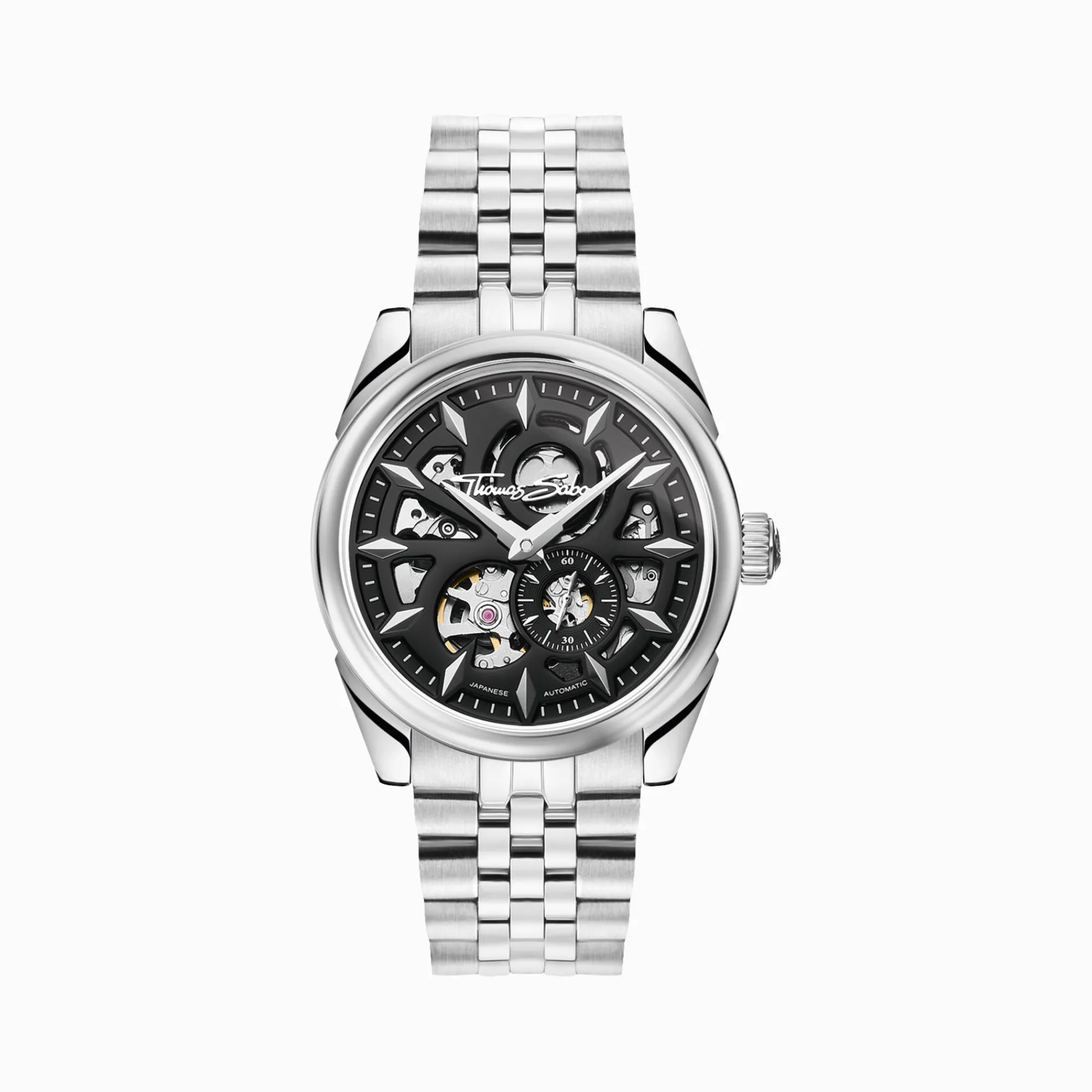 THOMAS SABO Watches|Watches-Silver automatic watch with 41 mm and black dial