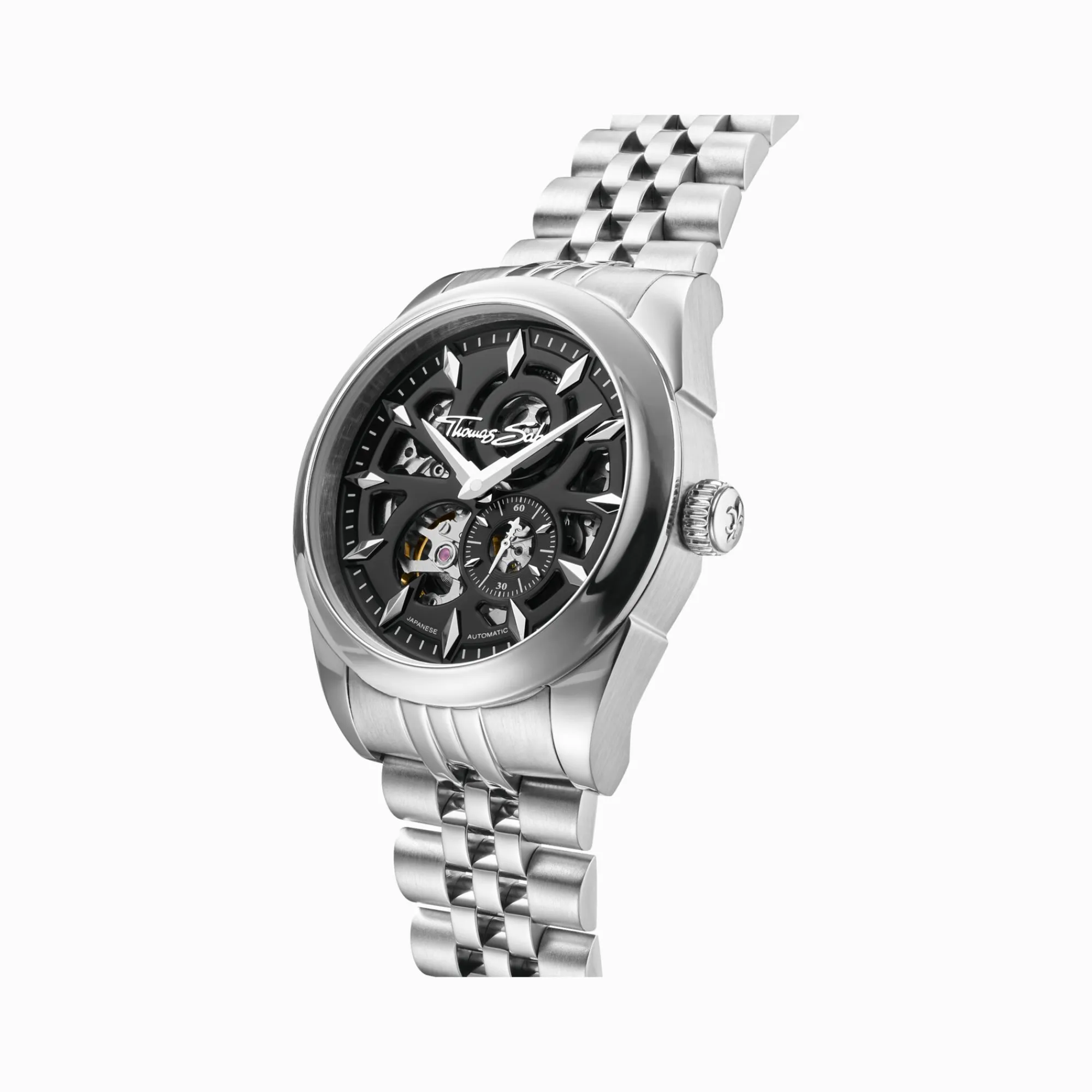 THOMAS SABO Watches|Watches-Silver automatic watch with 41 mm and black dial