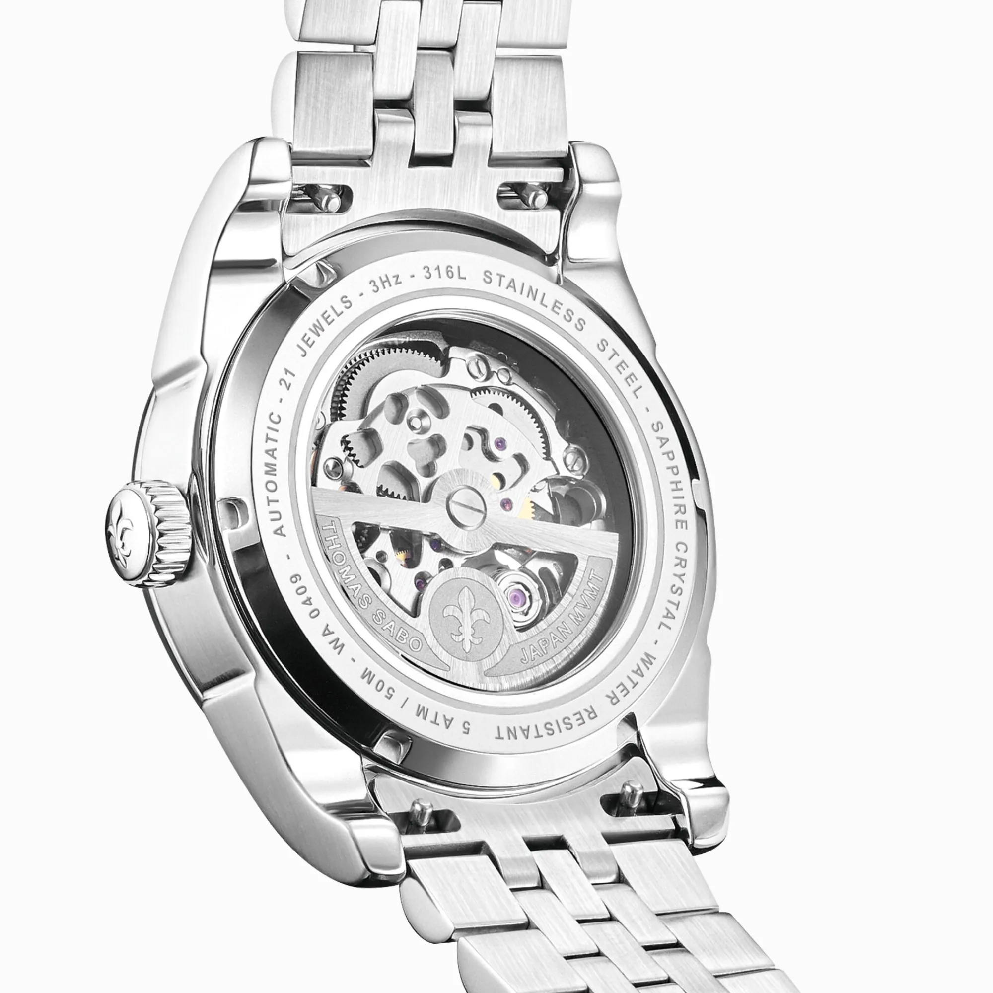THOMAS SABO Watches|Watches-Silver automatic watch with 41 mm and black dial