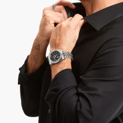 THOMAS SABO Watches|Watches-Silver automatic watch with 41 mm and black dial