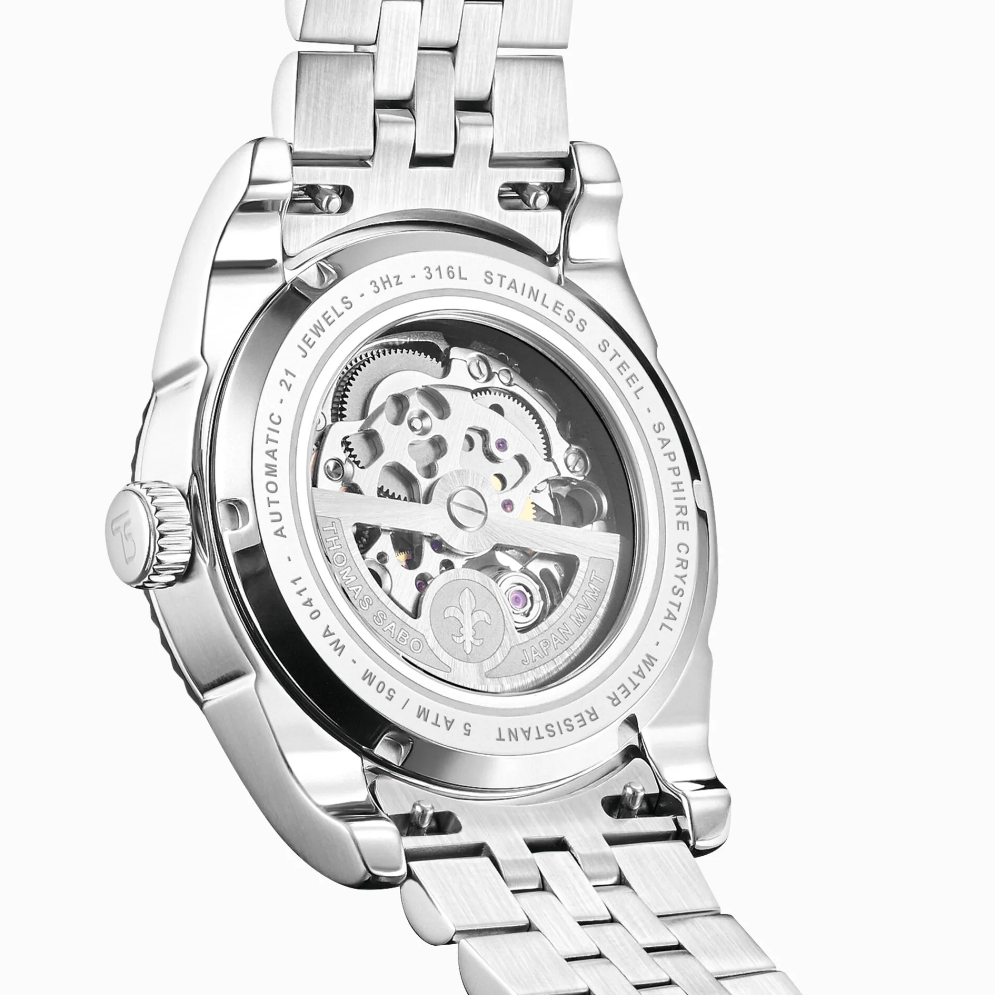THOMAS SABO Watches|Watches-Silver automatic watch with 41 mm and black dial