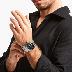 THOMAS SABO Watches|Watches-Silver automatic watch with 41 mm and black dial