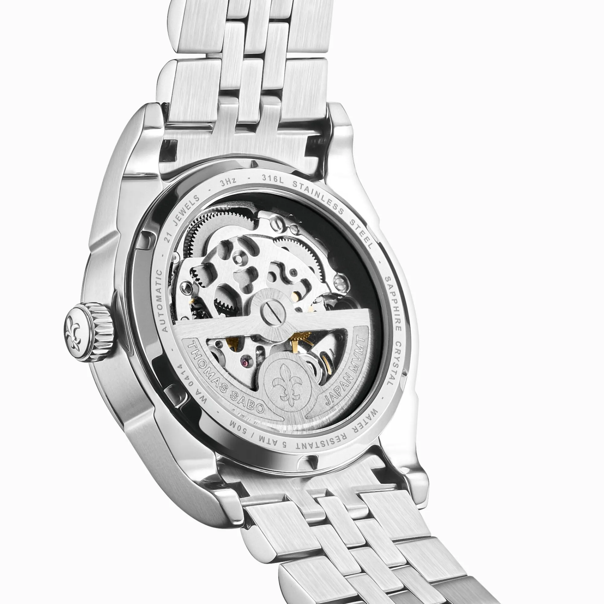Women THOMAS SABO Watches|Ladies' Watches-Silver automatic watch with 36 mm and lilies emblem