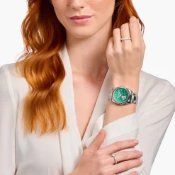 Women THOMAS SABO Watches|Ladies' Watches-Silver automatic watch with 36 mm and emerald green dial