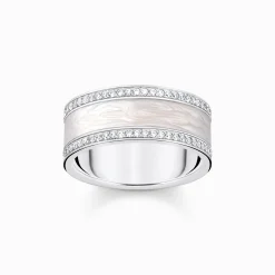 Women THOMAS SABO Rings|925 Silver-Silver band ring with cold enamel and stones
