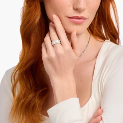 Women THOMAS SABO Rings|925 Silver-Silver band ring with cold enamel and stones
