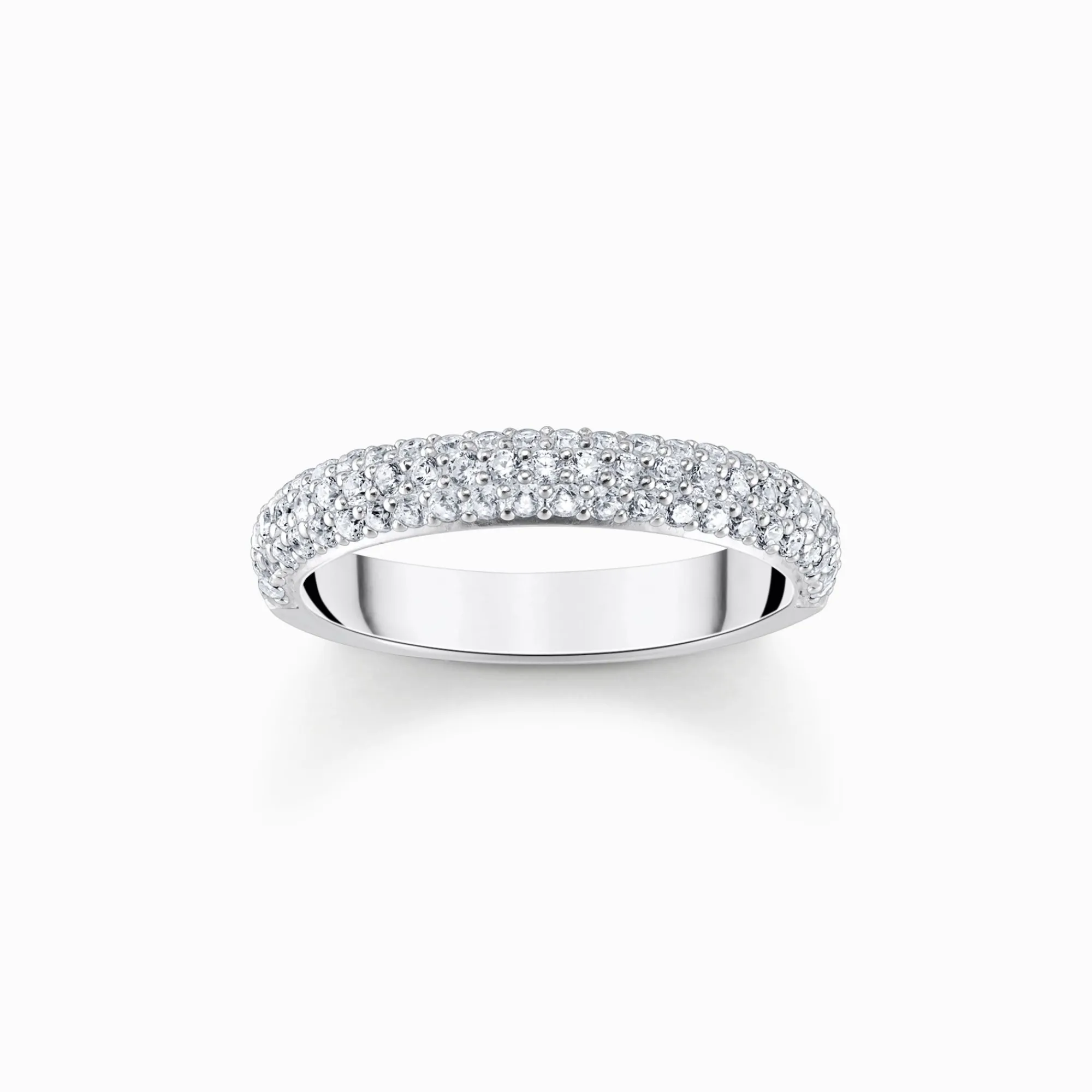 Women THOMAS SABO Rings|925 Silver-Silver band ring with white zirconia and engraving