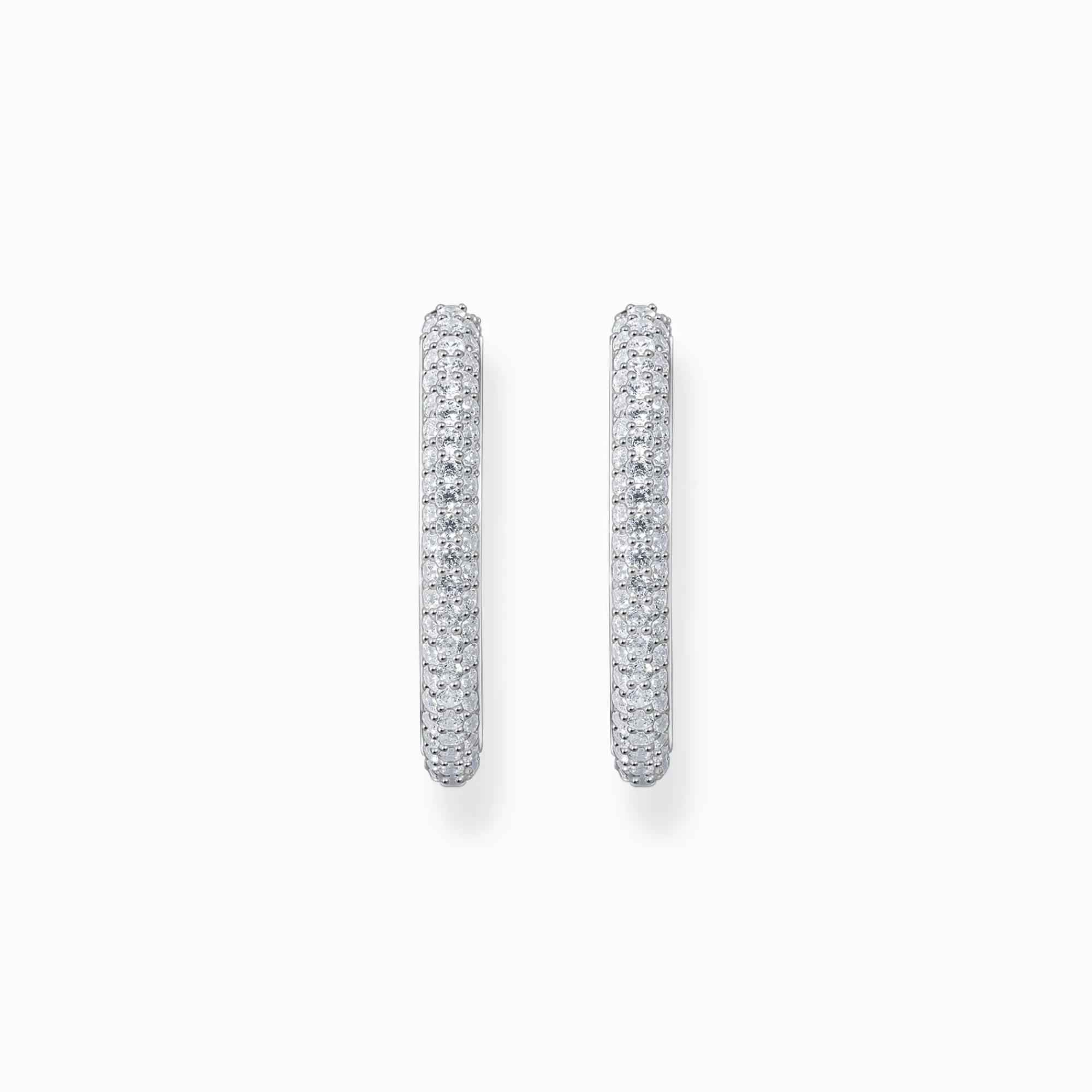 Women THOMAS SABO Hoop Earrings-Silver big thin hoop earrings with white zirconia