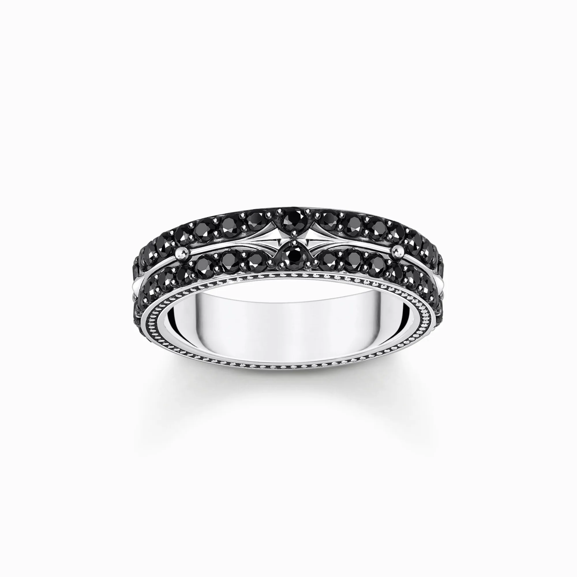 Women THOMAS SABO Rings|925 Silver-Silver blackened band ring with black zirconia