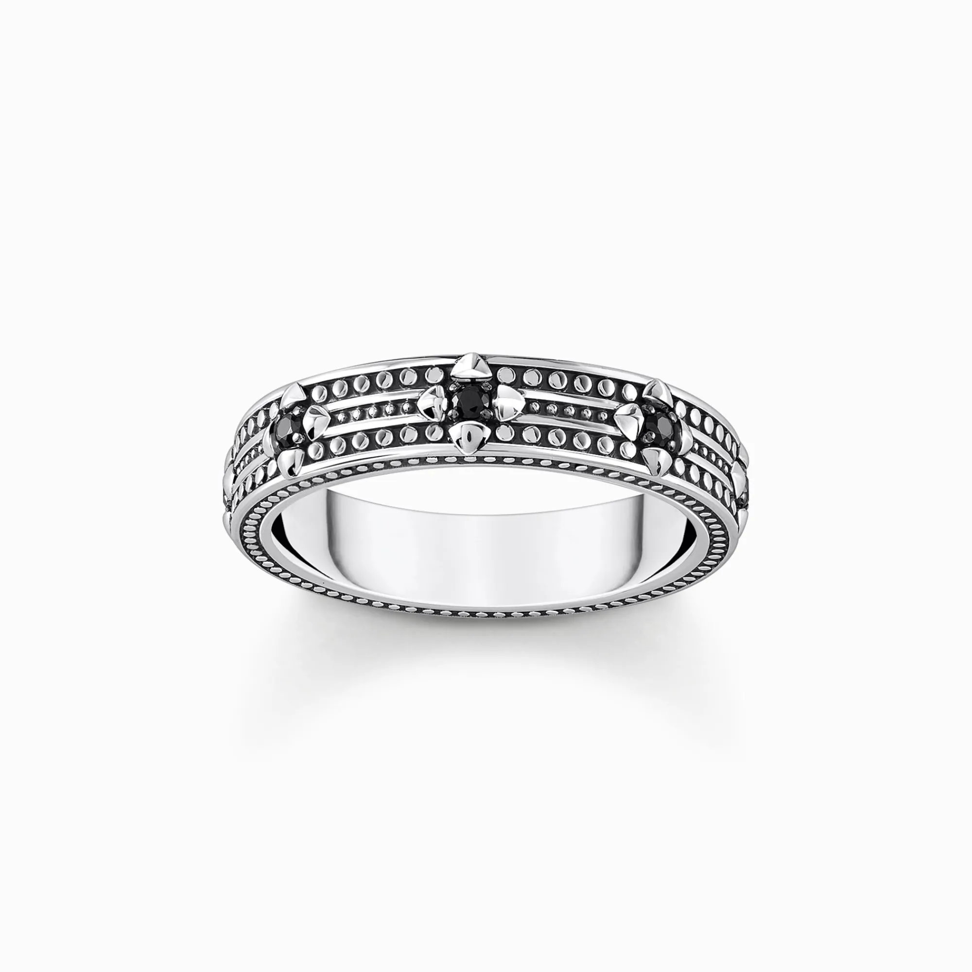 Women THOMAS SABO Rings|925 Silver-Silver blackened band ring with black zirconia