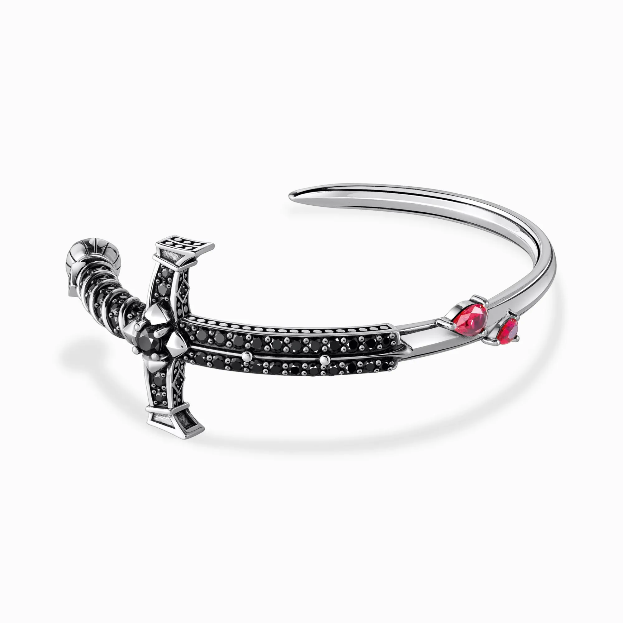 Women THOMAS SABO Bangles|925 Silver-Silver blackened bangle with black and red stones