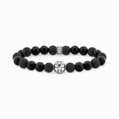 Women THOMAS SABO Bracelets|Bracelets-Silver blackened beads bracelet with obsidian