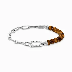 Women THOMAS SABO Bracelets|Bracelets-Silver blackened bracelet with brown beads