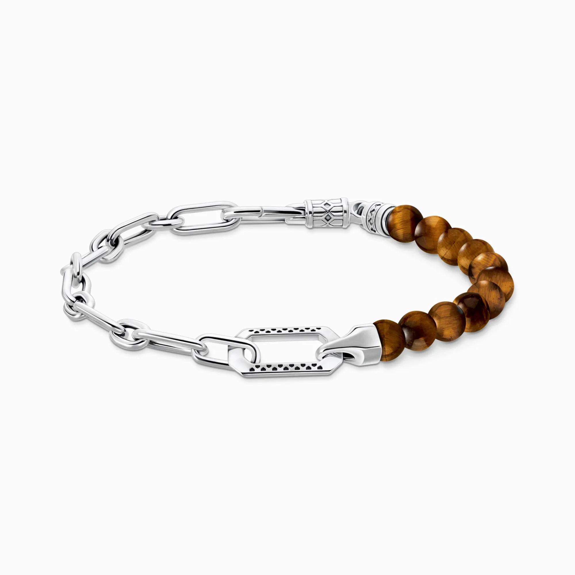 Women THOMAS SABO Bracelets|Bracelets-Silver blackened bracelet with brown beads