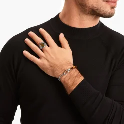 Women THOMAS SABO Bracelets|Bracelets-Silver blackened bracelet with brown beads