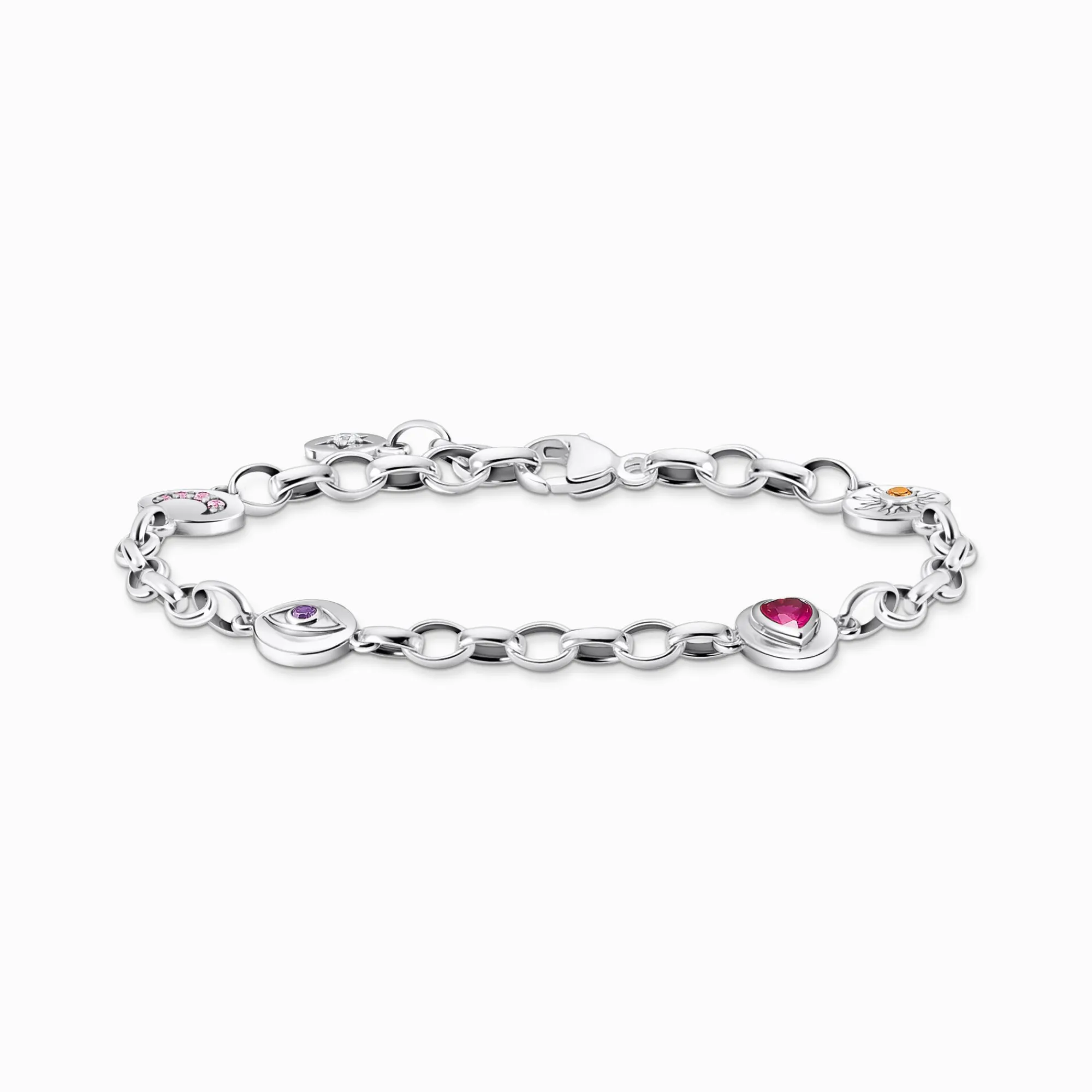 Women THOMAS SABO Bracelets-Silver blackened bracelet with round elements and various stones