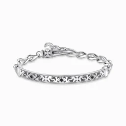 Women THOMAS SABO Bracelets|925 Silver-Silver blackened bracelet with pattern and zirconia