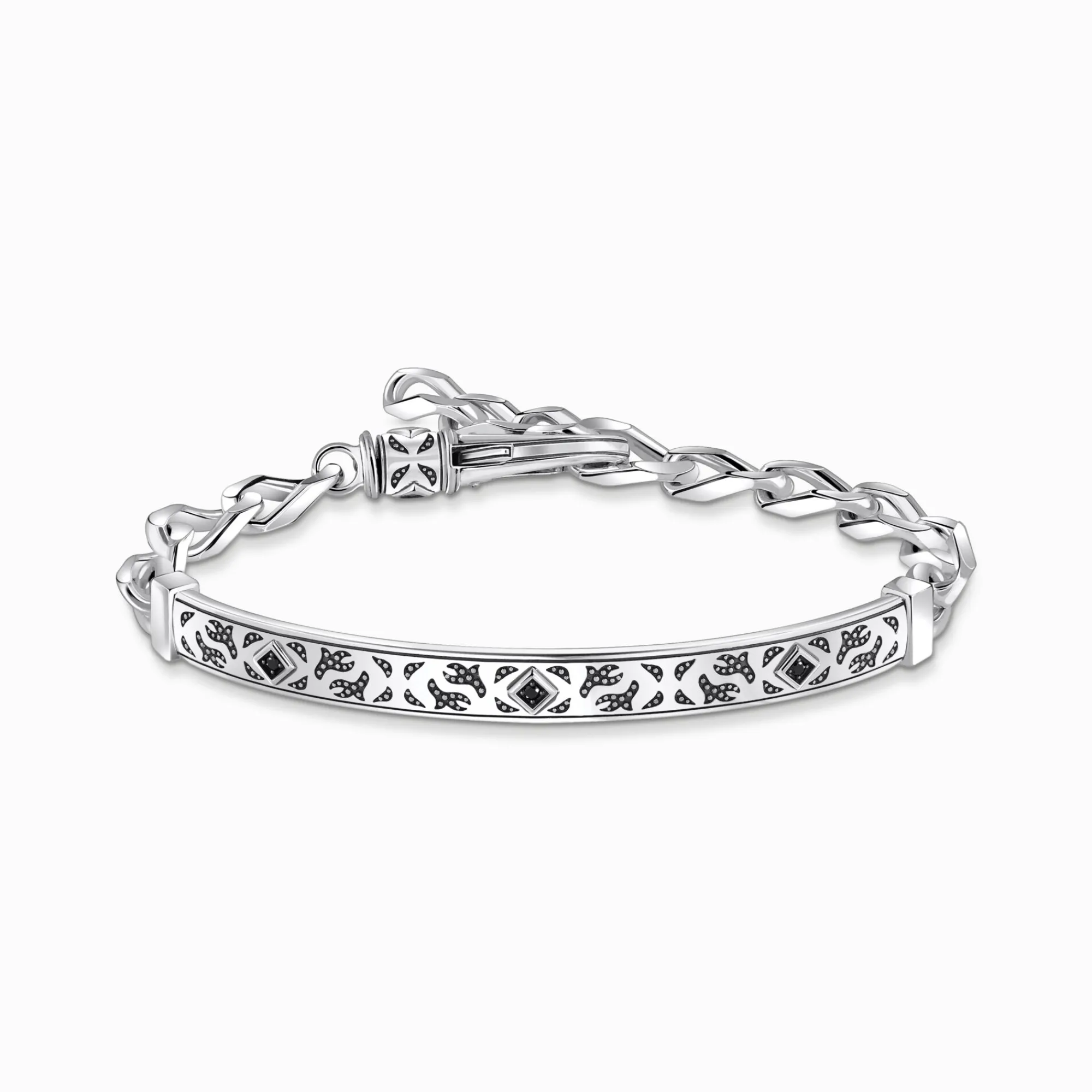 Women THOMAS SABO Bracelets|925 Silver-Silver blackened bracelet with pattern and zirconia