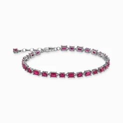 Women THOMAS SABO Bracelets|925 Silver-Silver blackened bracelet with ruby red zirconia