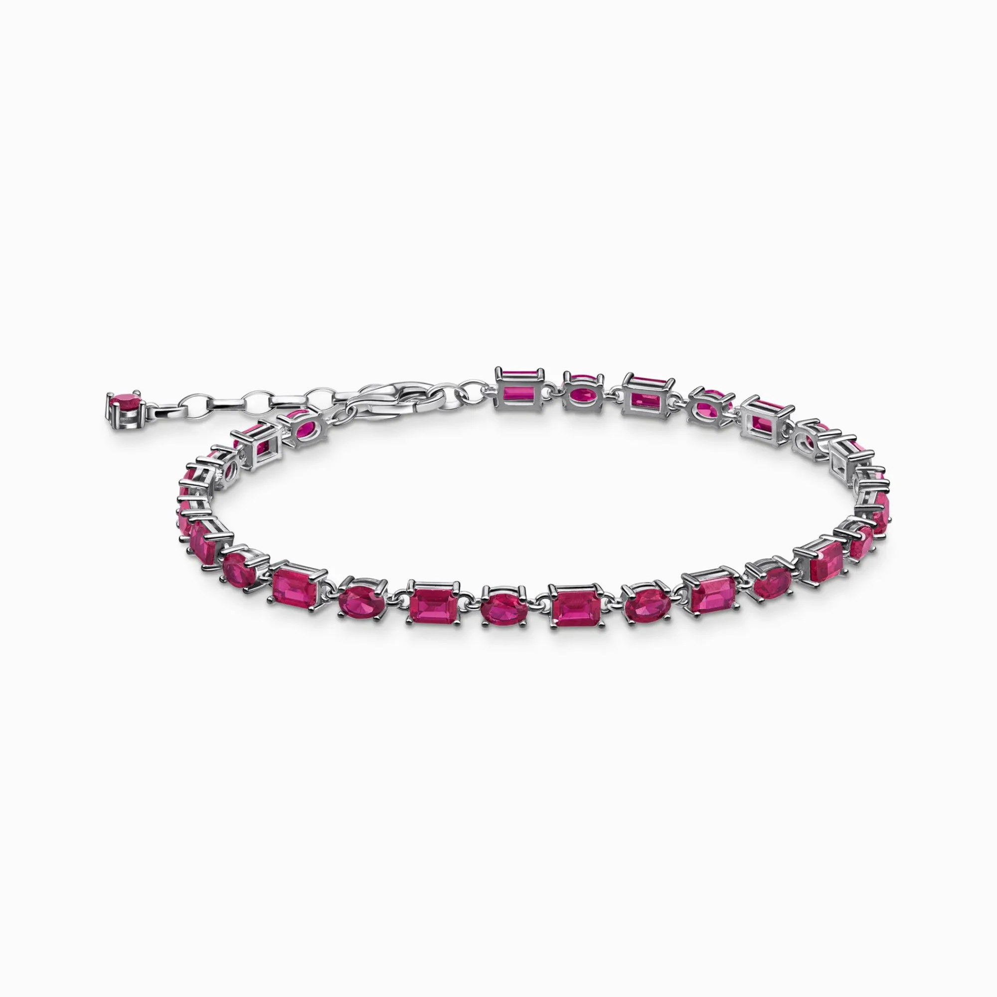 Women THOMAS SABO Bracelets|925 Silver-Silver blackened bracelet with ruby red zirconia