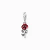 Women THOMAS SABO Charms|Charms-Silver blackened charm pendant in red rose design