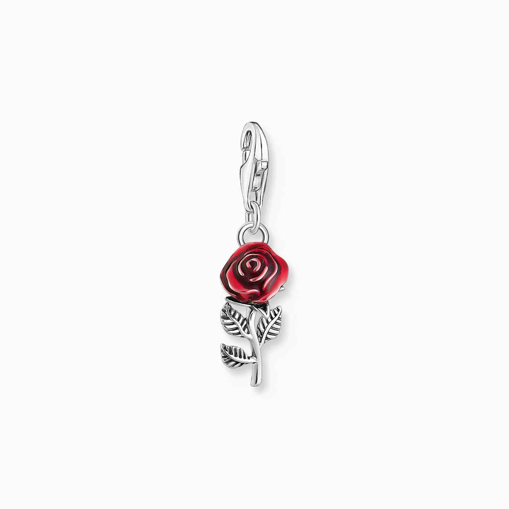 Women THOMAS SABO Charms|Charms-Silver blackened charm pendant in red rose design