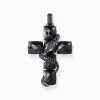 Women THOMAS SABO Pendants|925 Silver-Silver blackened cross pendant with snake and black zirconia