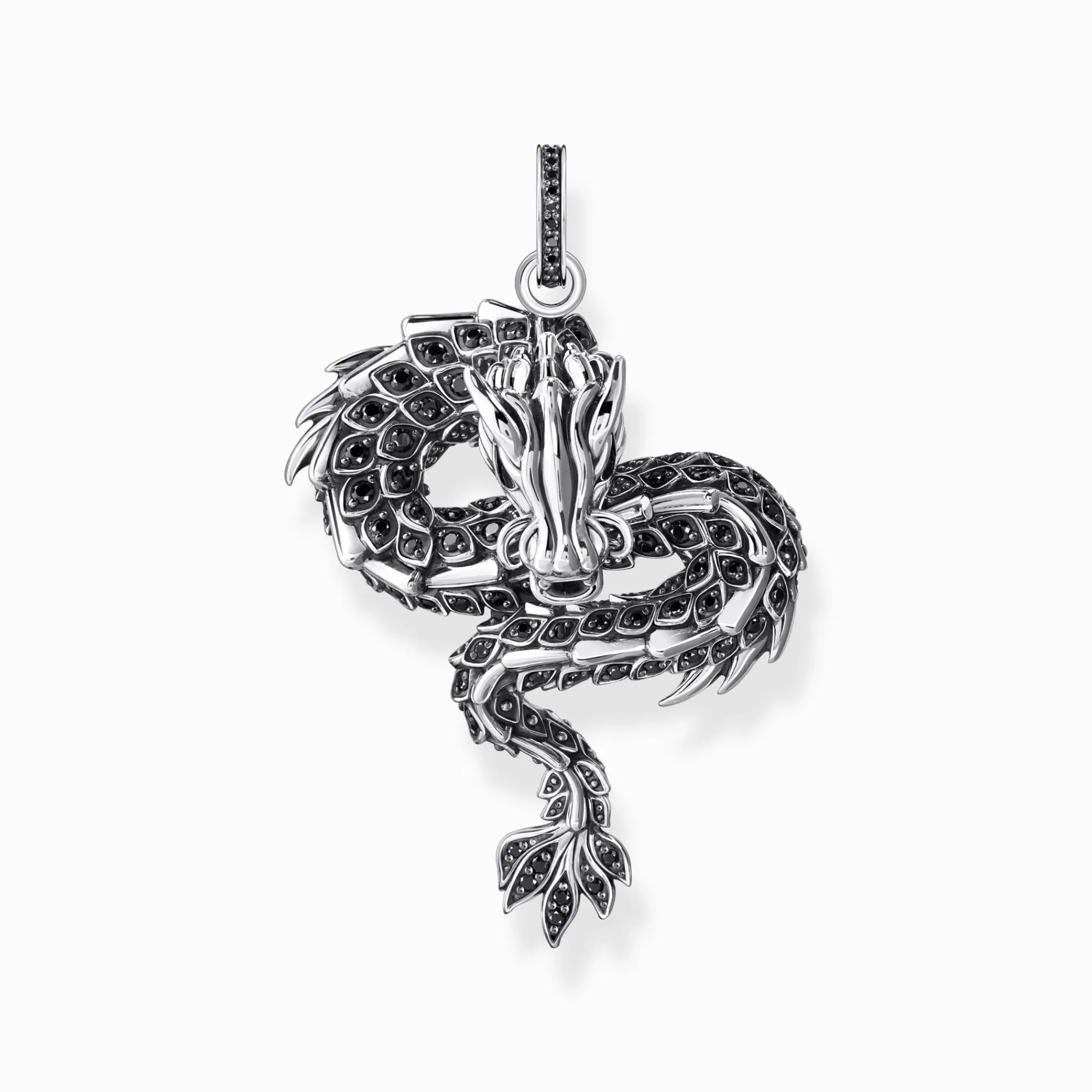 Women THOMAS SABO Pendants|925 Silver-Silver blackened dragon pendant with black zirconia & cold enamel
