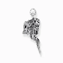 Women THOMAS SABO Pendants|925 Silver-Silver blackened dragon pendant with black zirconia & cold enamel