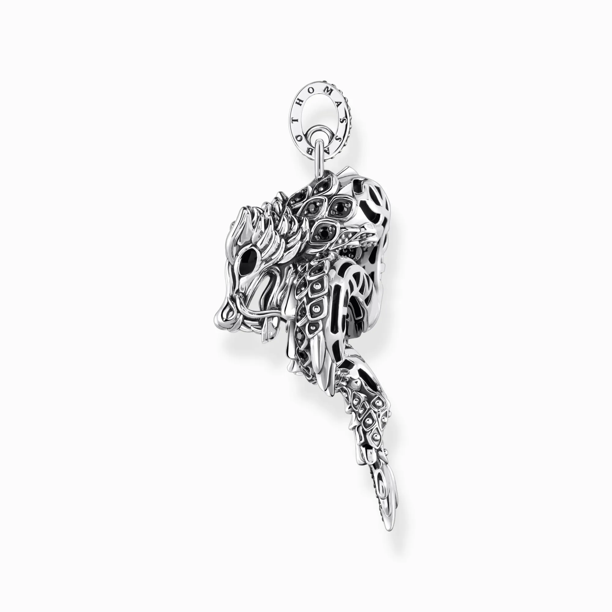 Women THOMAS SABO Pendants|925 Silver-Silver blackened dragon pendant with black zirconia & cold enamel
