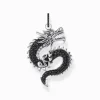 Women THOMAS SABO Pendants|925 Silver-Silver blackened dragon pendant with black zirconia