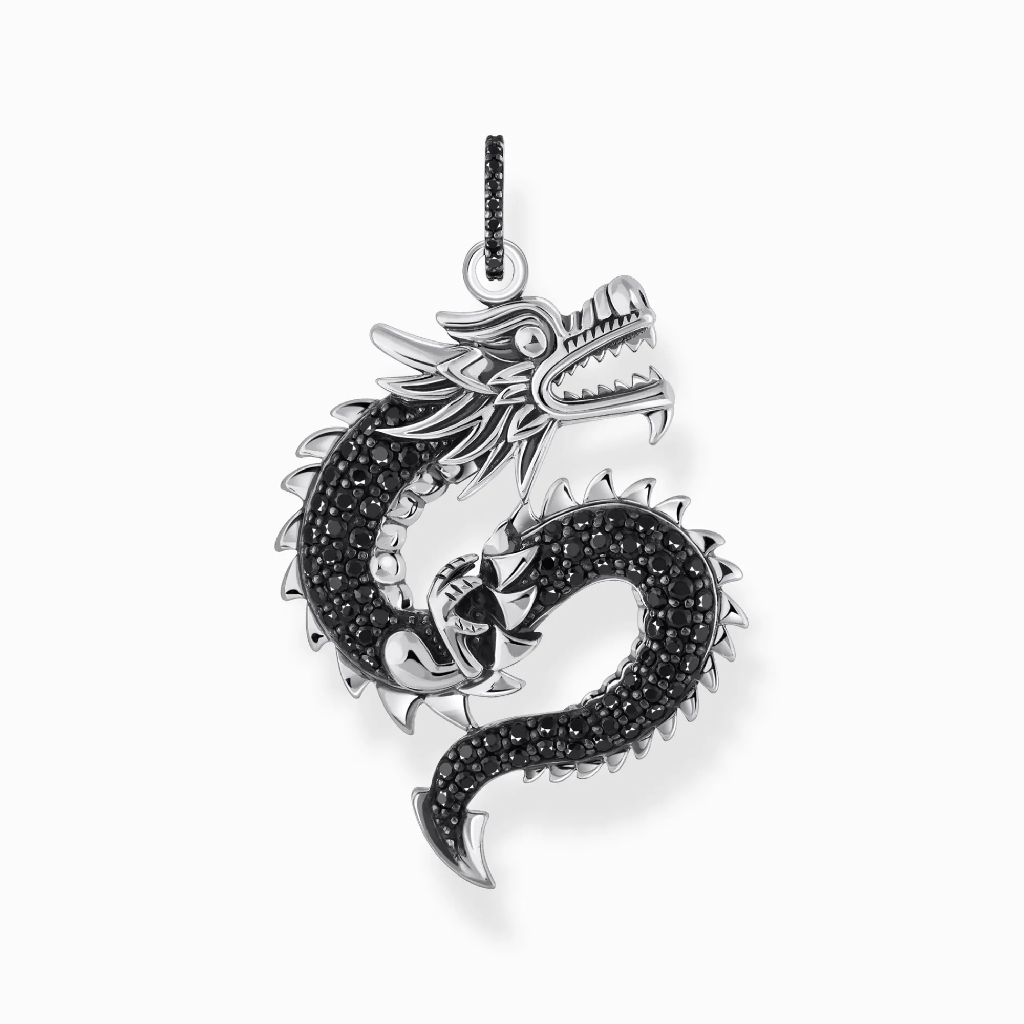 Women THOMAS SABO Pendants|925 Silver-Silver blackened dragon pendant with black zirconia