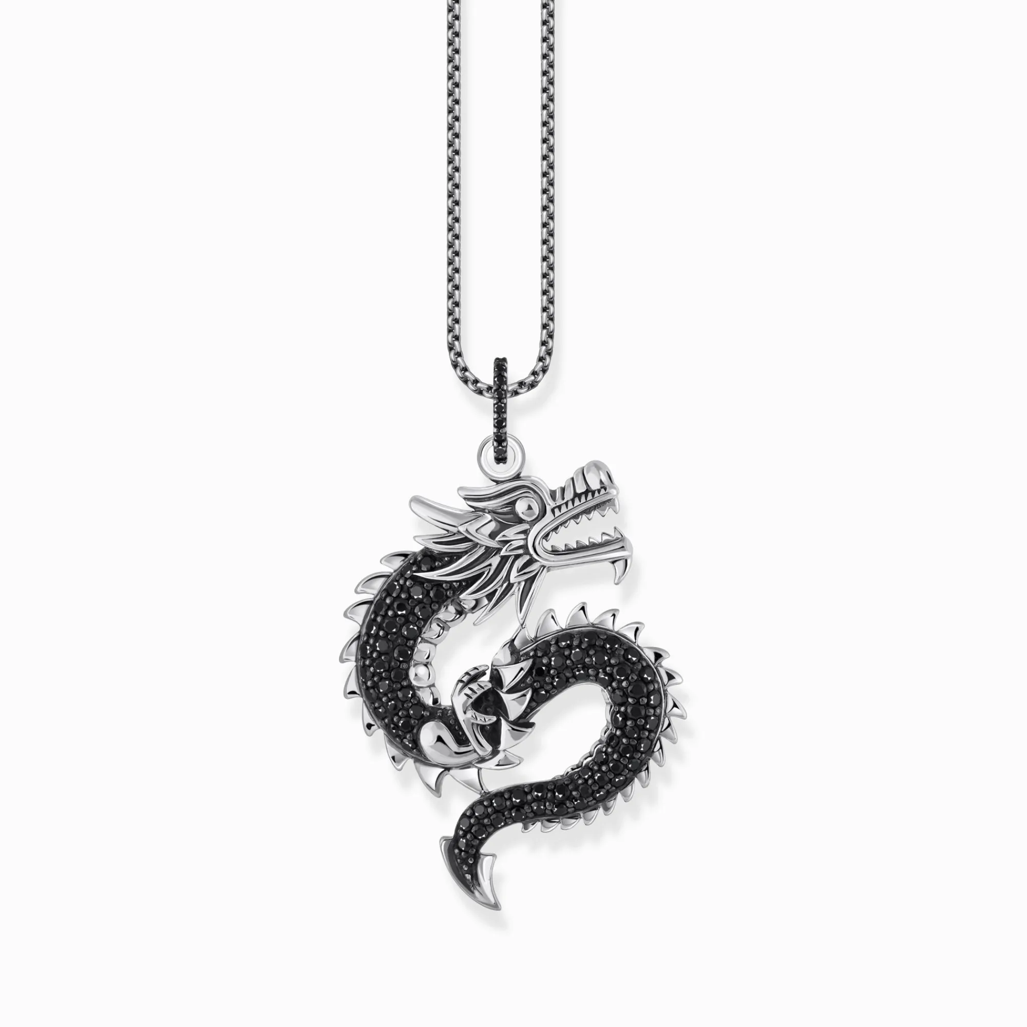 Women THOMAS SABO Pendants|925 Silver-Silver blackened dragon pendant with black zirconia