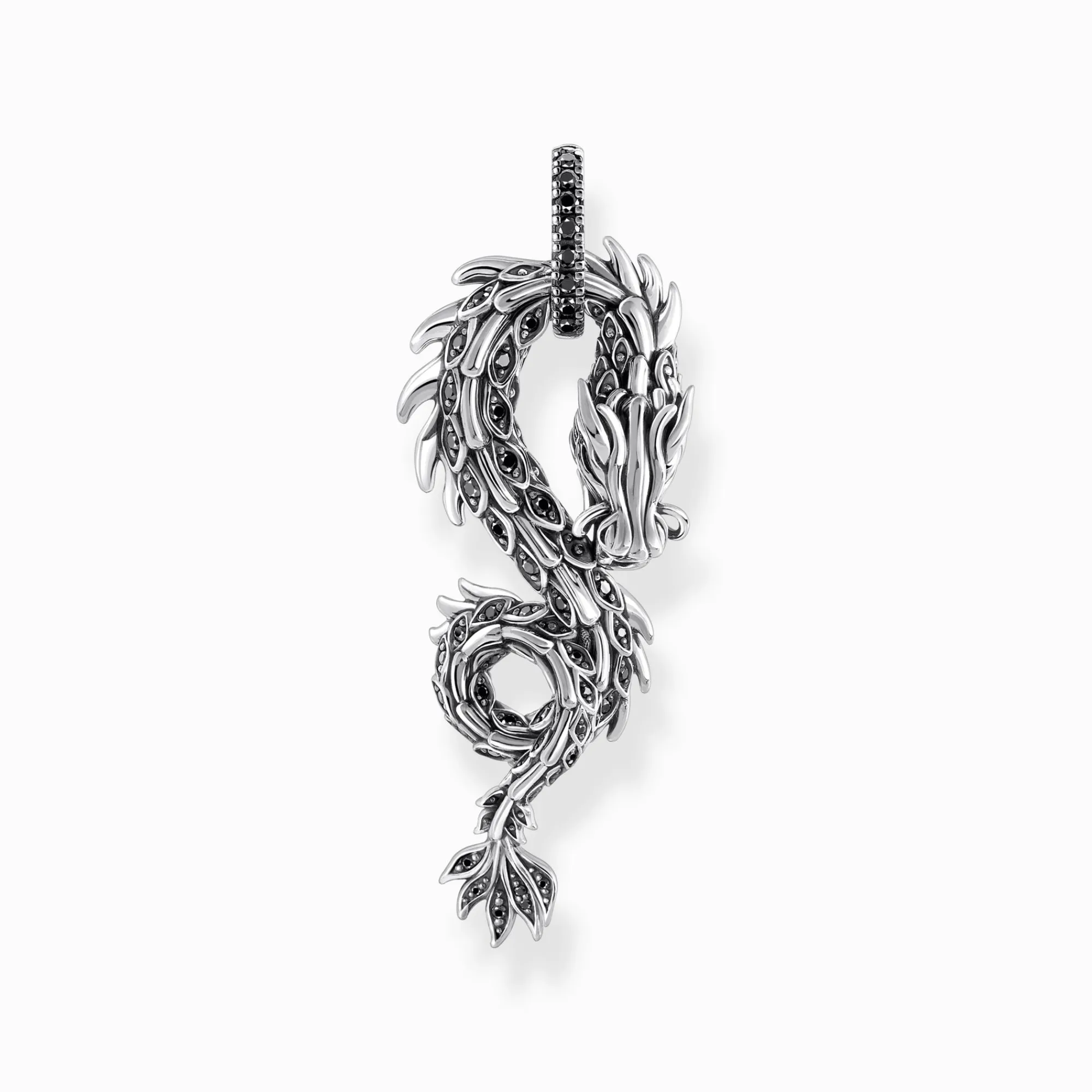 Women THOMAS SABO Pendants|925 Silver-Silver blackened dragon pendant with black zirconia